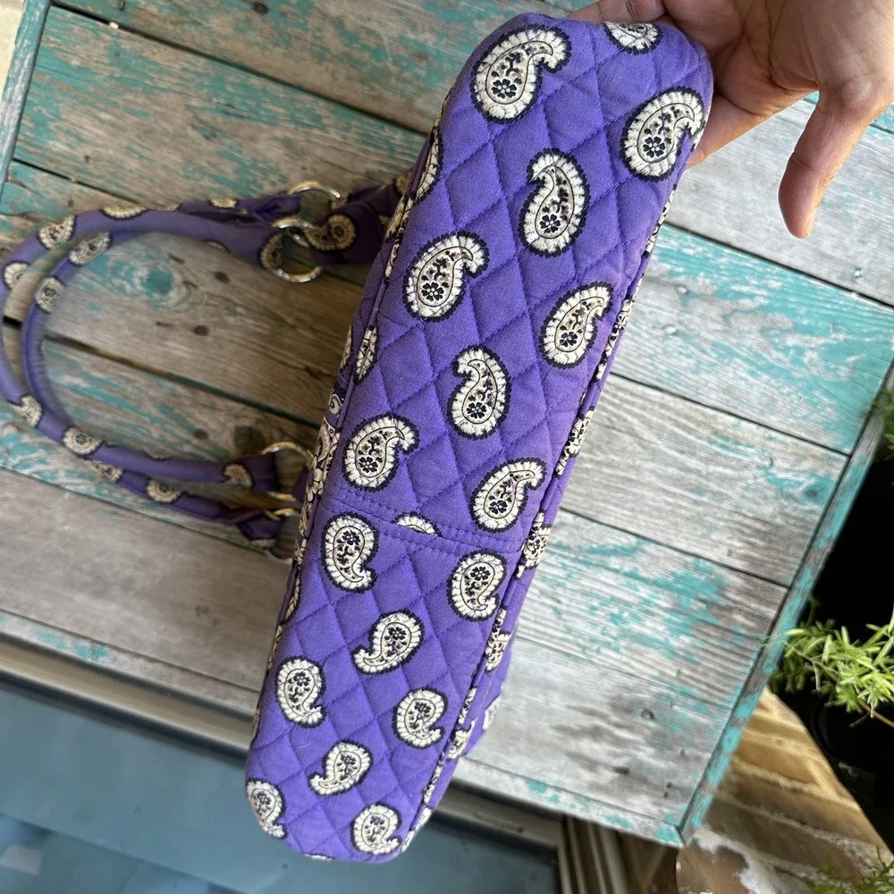 Vera Bradley Simply Violet Flower Paisley Shoulder Bag 15 Inch Hobo Zip Pocket